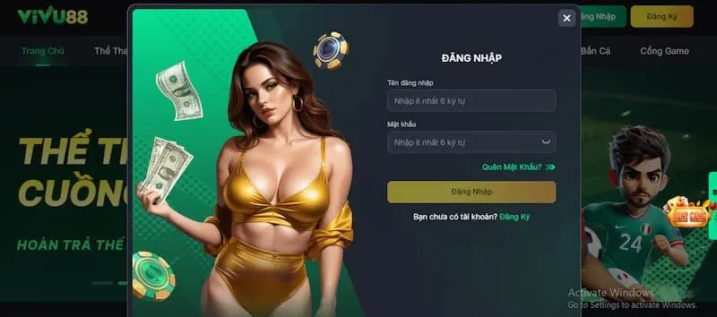 Các bước login tài khoản Vivu 88