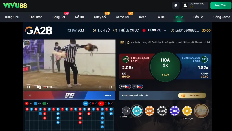 Đá gà GA28 tại cổng game Vivu88