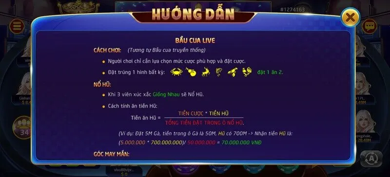 luật chơi Bầu Cua Livestream