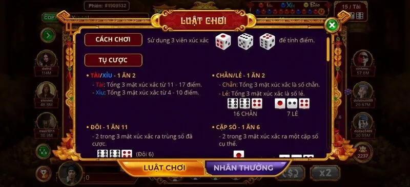 Luật chơi Sicbo tài phú