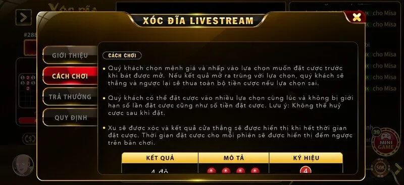 Luật chơi Xóc Đĩa Livestream