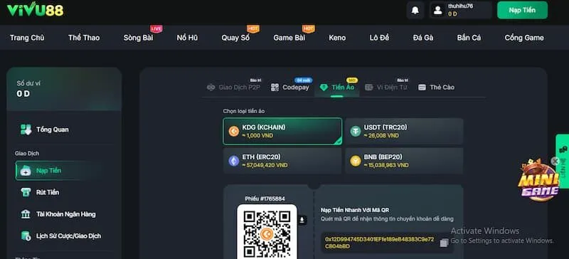 thẻ cào Vivu88